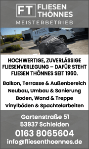 Banner der Firma Fliesen Thönnes in Schleiden mit Kontaktdaten, Leistungen, Telefonnummer, E-Mail und Fliesenleger-Serviceübersicht