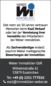 Weber Immobilien in Euskirchen mit Kontaktdaten, Immobilienservices und Informationen zum Verkauf, Kauf und zur Bewertung von Immobilien.